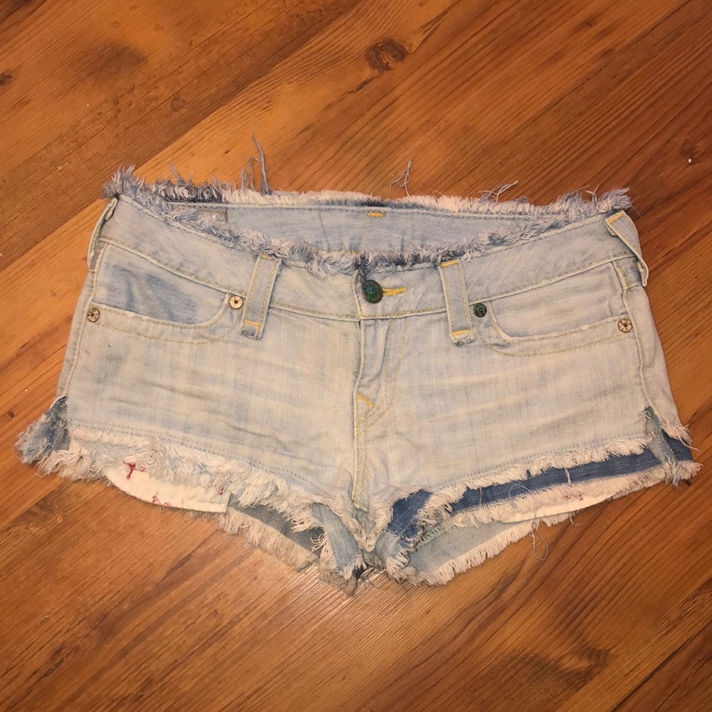 True Religion Love & Haight Denim Cutoff Shorts 29